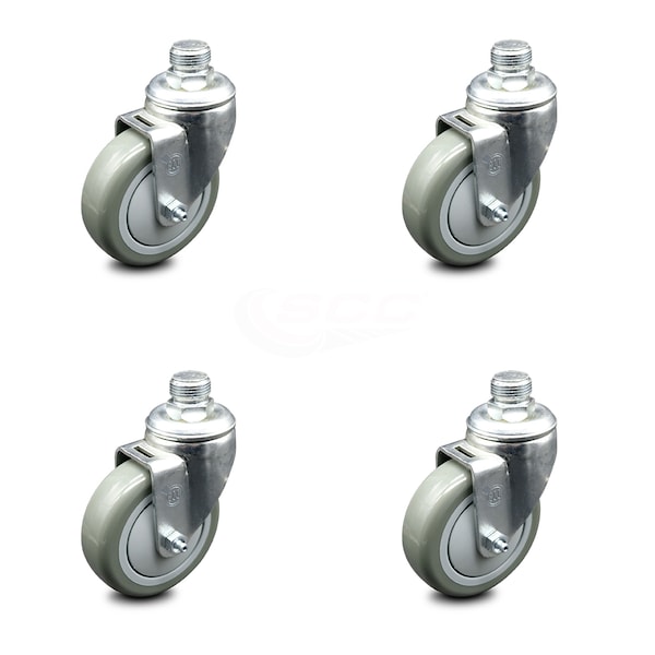 4 Inch Thermoplastic Wheel with 3/4 Inch NPT Pipe Thread Stem Swivel Caster, 4PK